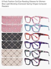 Occhiali da Lettura 6 Paia~Buona Qualità~Blocco Luce Blu~Custodie e Panno +1,00