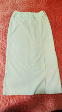 Herman Geist Women s Beige Solid Rayon Midi Straight Pencil Zip Slit Skirt 10