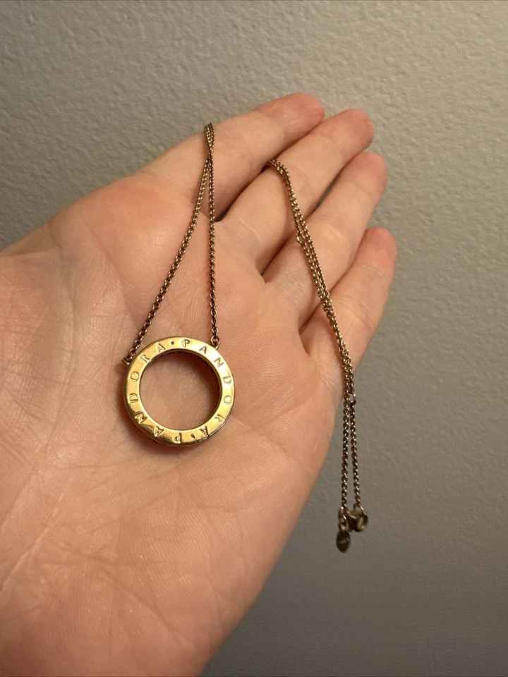 ✨ Collar Pandora Círculo de Brillo 💖 Corazones Circonita cúbica Oro Rosa 💎 PVP $249 Foto 2 de 4