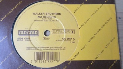 Walker Brothers No Regrets/We're All Alone 7'' 1985 **MINT**