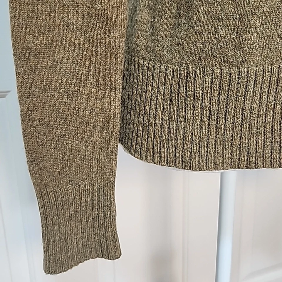 Elena Solano Cardigan Sweater Lamb's Wool Embroidered Olive Green Button Up  L - Image 2 of 4