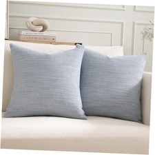 Set of 2 Linen Look Pillow Covers 18x18, 18" x 18" Pack of 2 Dusty Blue