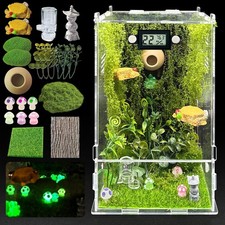 Jumping Spider Enclosure Habitat Acrylic Glass Tank with Decor Accessories
