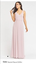 Show Me Your Mumu Jenn Maxi Dress XS Natural Mauve Chiffon Bridesmaid Homecoming