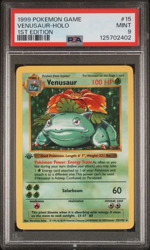 1999 POKEMON BASE SET 1ST EDITION #15 VENUSAUR-HOLO PSA 9