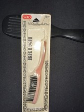 Vintage Solo Small 6" Pink Hair Brush Nylon Bristles Thumb Grip, some fading