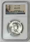 1961-D Silver Franklin Half Dollar NGC MS-64 FBL (Full Bell Lines)
