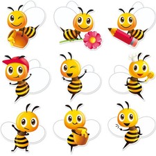 90 Pcs 5 Inch Bee Paper Cutouts with 180 Glue Points Bulletin Board Decorations