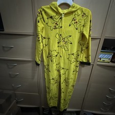 Pikachu Union Suit Kids Pajamas EUC SZ L 12/14 One Piece Kids Pajamas Yellow