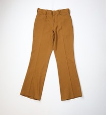 Vintage 70s Streetwear Mens 34x34 Faded Ribbed Double Knit Bell Bottoms Pants