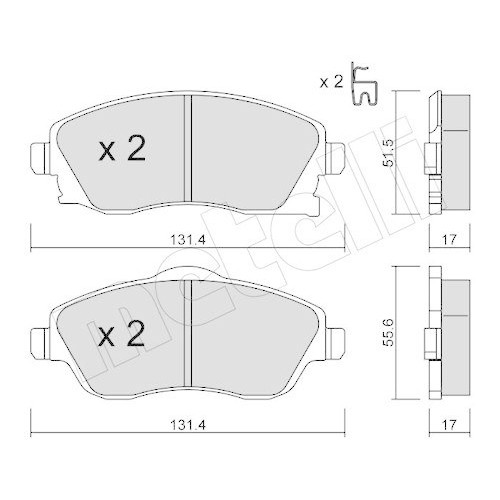 Metelli 22-0340-0 plaquettes de frein à disque d'origine pour Opel Astra et Vauxhall