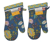 MU KITCHEN 2 Multicolor 100% Cotton Floral Oven Mitts Set