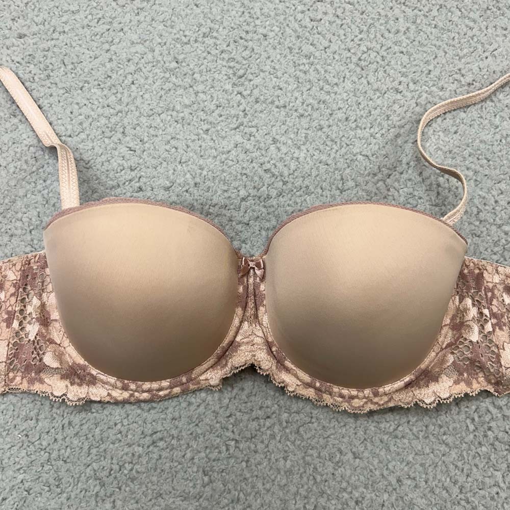 Adore Me Bra 36C Push Up Bra Demi Multiway Strapless Lace Trim