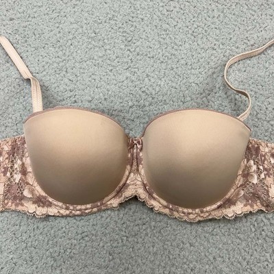 Adore Me Bra 36C Push Up Bra Demi Multiway Strapless Lace Trim