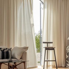 Beige Lace Embroidered Sheer Curtains Floral Boho Semi Sheer Privacy Curtains...