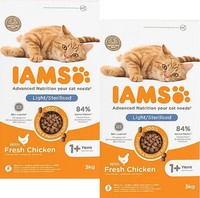 2 X 3 Kg Iams Light/Sterilised (€ 6,05 /Kg) Mit Huhn 1+ Advanced Katzenfutter