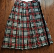 Vintage Wrap Skirt S Wool Tartan Plaid Pleated ILGWU