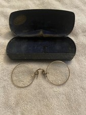 Early Pince Nez Spectacles with original case. Round lenses.