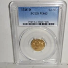 1925 $2.50 Indian Quarter Eagle Gold Coin PCGS MS63 Denver