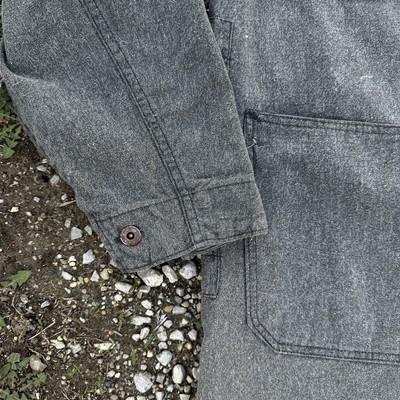 Vintage 1930s 40s Salt And Pepper Chore Coat Denim Jacket Workwear