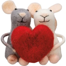 Primitives by Kathy 112449 Mouse Couple Critter, 3.25" Felt & Plastic Figurine
