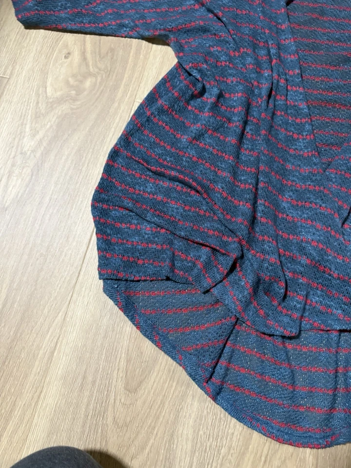 Cárdigan kimono LuLaRoe Lindsay para mujer talla pequeña rojo azul a rayas Foto 4 de 4