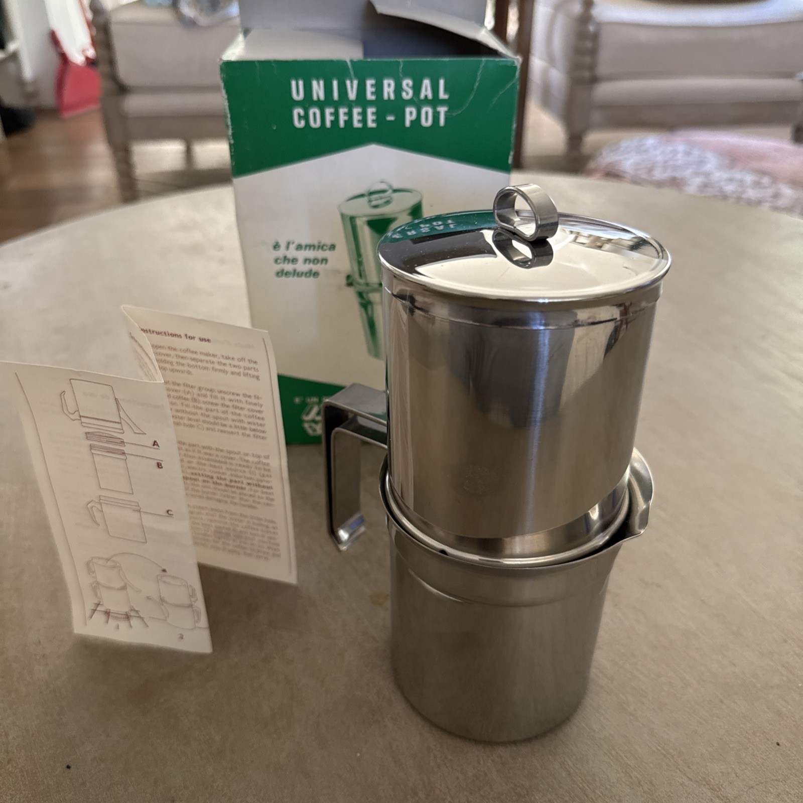 Vintage ILSA "Napoletana"  stovetop drip coffee maker, 18/10 stainless steel