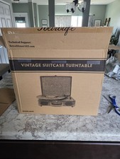 RETROLIFE Vintage Suitcase Turntable Bluetooth, AUX R609 Black New In Box