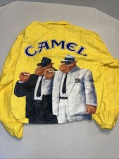 Joe Camel 1992 Tyvek Zip-Up Windbreaker Jacket Yellow, Lightweight, XL