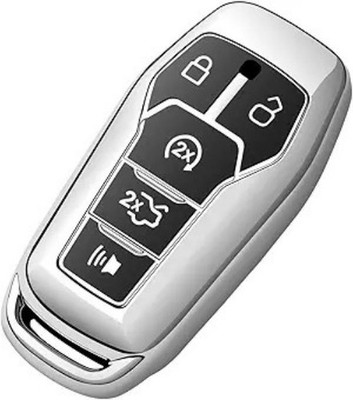 Key Fob Cover Premium Soft Full Protction Key Case Shell Compat Color: Silver