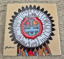 6" Square Decorative Art Tile Handmade by Earthtones Tucson Arizona L Kuhne