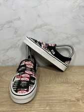 Vans Classic Slip-On Skate Label Mix Black/True White Women Shoes 500714 Sz 5.5