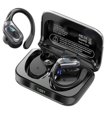 BX31 Wireless 5.3 BT Over Ear Buds For Sport 75Hrs Playback Waterproof BLACK