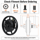 LUNYEE 14in 36V-72V 1000W-3500W Brushless 120KM/h Hub Motor for E-Bike Scooter
