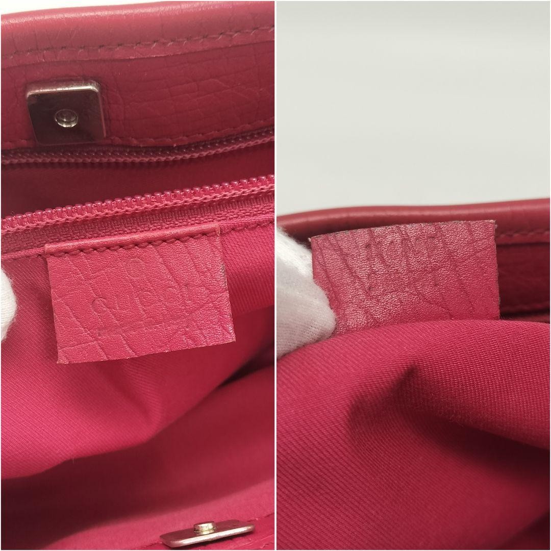 Gucci Tote Bag GG Pattern Leather PVC Beige Red Pink Authentic Excellent thumbnail 10