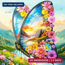 Diamond Art Kits for Adults Butterfly Flower, DIY 5D Diamond Painting Kit for Be