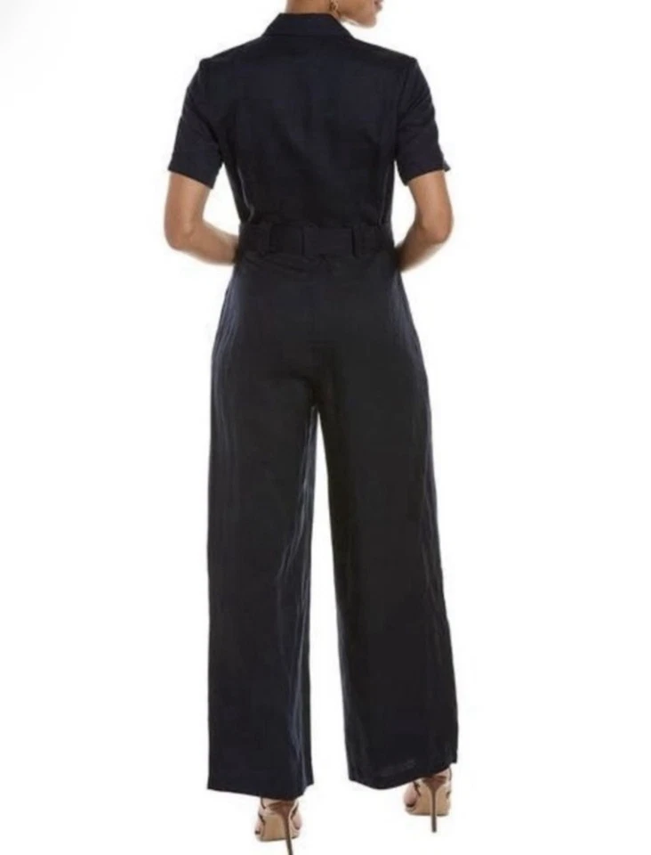 Mono para mujer J McLaughlin Eilidh mezcla de lino 4 cinturones pierna ancha azul de lujo Foto 2 de 4