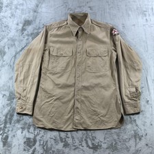 Vintage US Army Shirt Mens Medium Beige 3rd Army Patch WWII Korean War