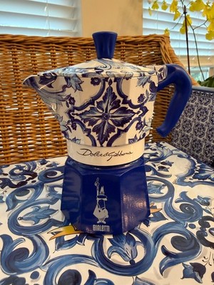 Bialetti x Dolce & Gabbana 3-Cup Blue Mediterranean Moka Espresso Maker   NIB