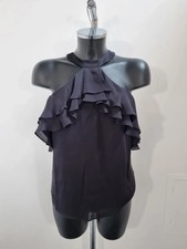 DRAPER JAMES - NET-A-PORTER Black Cold Shoulder k top 100% silk Size 6