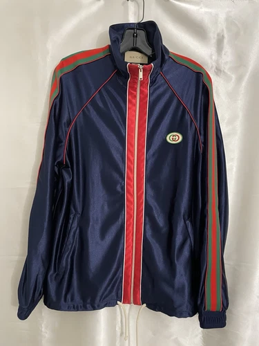 Gucci Web Stripe Technical Jersey Track Jacket con Sacchetto Antipolvere Taglia S AUTENTICO