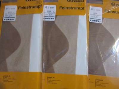 KUNERT Grazil Straps Strümpfe Nylons vintage 3 Paar GR 9,5 perlmutt Neu