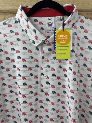 PUMA VOLITION AMERICA 4x4 Drive Men s XXL Golf Polo Stretch White Glow Red New