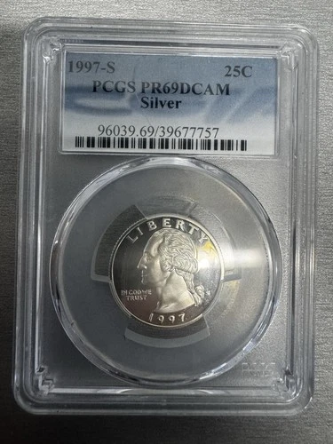 1997-S Washington Silver Proof Quarter 25c Graded PR69DCAM by PCGS