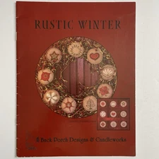 Rustic Winter Wool Applique Ornaments Candle Rug Primitive Stitchery Back Porch