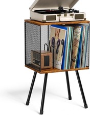 Record Player Stand W/ Storage up to 100 Albums Retro Small Vinyl Record Holder