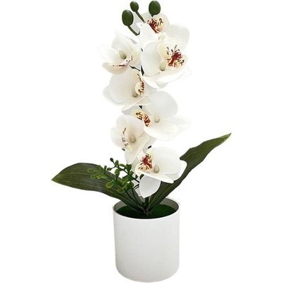 Künstliche Phalaenopsis-Orchidee im Topf mit 7 Blüten, florale Wohndekoration