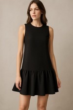 ASOS Women’s Black Textured Sleeveless Drop Waist Ruffle Hem Mini Dress Size 4