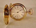 135 YEARS OLD U.S.WATCH CO. WALTHAM 10k GOLD FILLED HUNTER CASE POCKET WATCH
