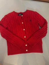 Polo Ralph Lauren Girls Red Cable Knit Cardigan Sweater Size 5